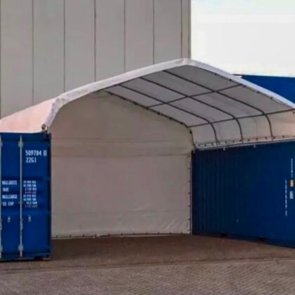 Abri entre conteneurs maritimes 20′ – HZK606, blanc