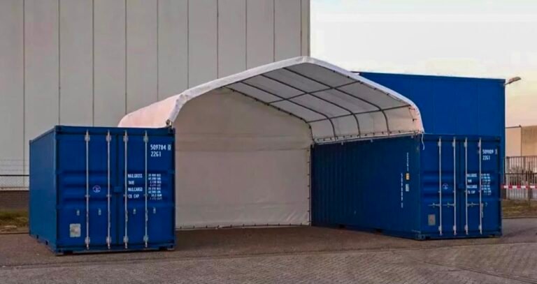 Abri entre conteneurs maritimes 20′ – HZK606, blanc